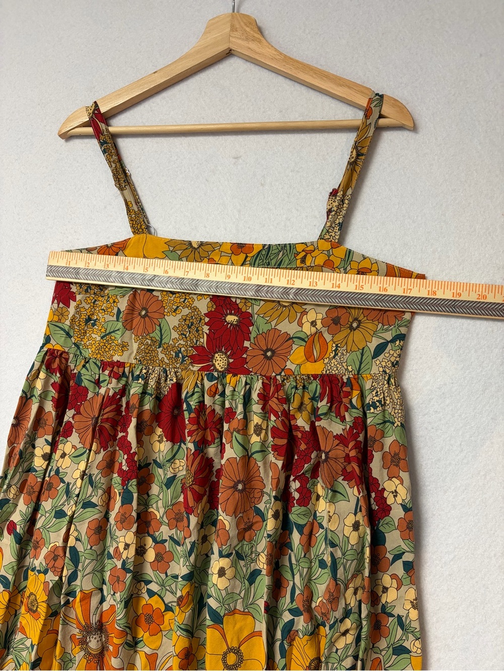 Natural Life Patti Dress Gold Vintage Floral Rayon Babydoll Boho Sundress Size S - Picture 12 of 13